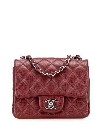 Chanel 2013-2014 Mini Square Classic Caviar Single Flap crossbody bag - women - Caviar Leather - One Size - Red