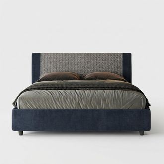Itamoby Cama Doble 160x190 Con Contenedor De Tela Rosal Norris Labirinto - Azul Marino