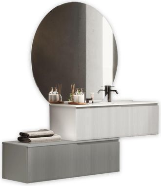 Aquadesign Mueble de baño bañera derecha 4 piezas en mdf blanco/gris