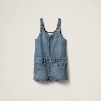 Miu Miu Denim and poplin zipper dress