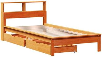 vidaXL Bookcase Bed without Mattress Wax Brown 75x190 cm Small Single Solid Wood Pine vidaXL