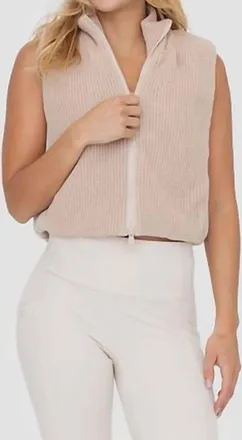 Mono B Hybrid Cropped Puffer Vest In Nude