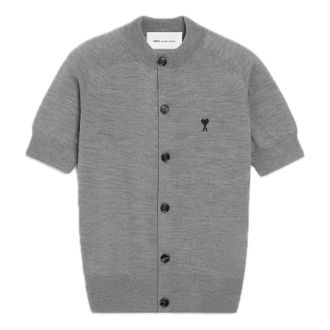 Ami (WMNS) AMI Short Sleeve Cardigan Grey FKC387-KN0039-0504