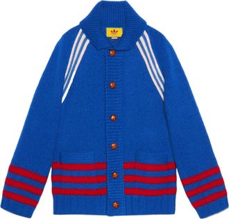 Gucci x adidas Intarsia Wool Cardigan Blue 713184-XKCPK-4383