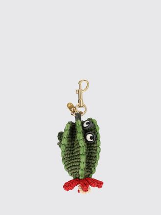 Anya Hindmarch Portachiavi a righe in rafia crochet con moschettone