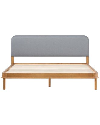 Walker Edison Modern Curved Upholstered Solid Wood Bed