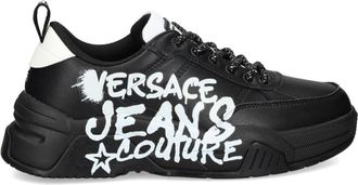 Versace Jeans Couture logo-print sneakers - men - Calf Leather/Fabric/Rubber/Calf Leather - 41 - Black