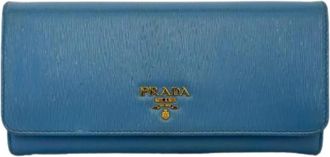 Prada Pre-owned Vitello Move Flap Continental Portemonnee - Dames - Vintage Accessoires - Blauw - ONE Size - Leer - Vintage