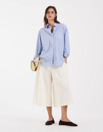 GANT Camicia oversize comoda blu a righe con logo