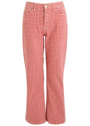 Damson Madder Kenny Gingham Straight-leg Jeans - Red - 16 (UK16 / XL)