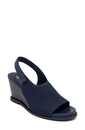 Aerosoles Dell Textured Knit Slingback Wedge Sandal in Navy Navy at Nordstrom Rack, Size 7.5