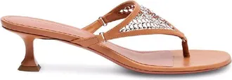 Amina Muaddi Cameron Crystal Leather Sandals