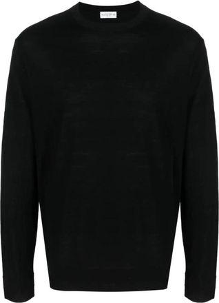 Ballantyne R Neck Pullover - Heren - Ronde hals truien - Zwart - XL - Wol - Truien & Vesten
