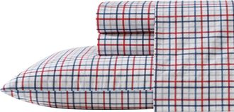 Nautica Boating Tattersall Plaid Grey Twin Sheet Set