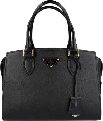 Prada Leather Hand Bag with Top Zip - female - Prada - Handbags - Black - ONE SIZE - Bags