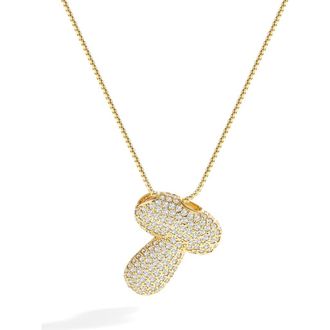 Mint & Lily Pave Bubble Initial Necklace in 18K Gold /Letter T at Nordstrom