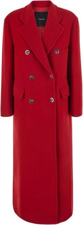 Pinko Pinko, Jassen, Dames, Rood, XS, Wol, Dubbelrijige Jas