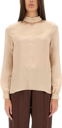 Tom Ford Light Brown Solid Mock Collar Top