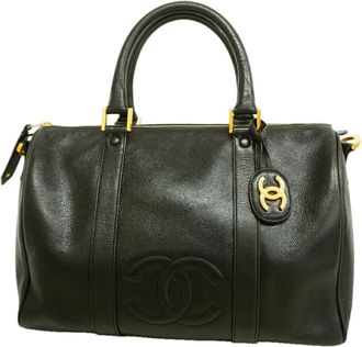 Chanel Black Grained Calfskin Boston Bag (Pre-Owned)