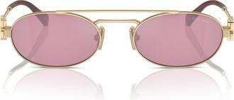 Miu Miu 0mu 54zs Gold Metal Oval Sunglasses