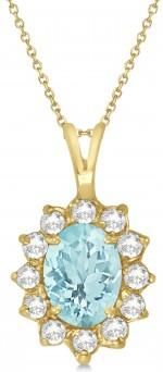 Allurez Aquamarine & Diamond Accented Pendant Necklace 14k Yellow Gold (1.70ctw)