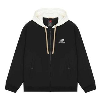 New Balance Logo Full-Zip Hooded Jacket Black White AMJ23362-BK