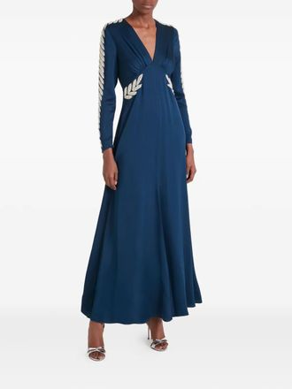 Temperley London Vine long-sleeves maxi dress - women - Viscose/Acetate/Silk/Viscose/Elastane - 12 - Blue