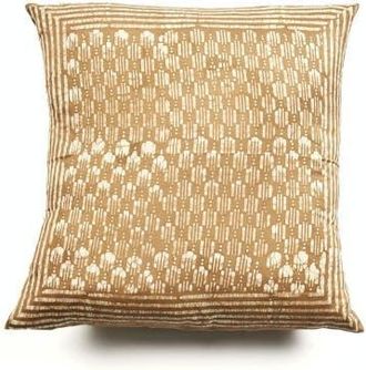 Studio Variously Oasis Charcoal Hand Crafted Wax Block Print Mulberry Silk Pillow - Cover + Insert in Gold/charcoal at Nordstrom