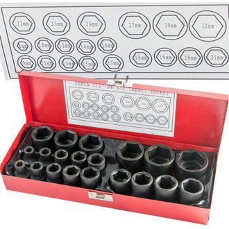 Trade Shop Trade Shop - Juego De 20 Casquillos Y Llaves De Vaso Para Pistola Atornilladora De Impacto Neum&aacute;tica De 1/2 (8-32 Mm)