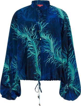 F.R.S. For Restless Sleepers Blue Silk Womens Blouse