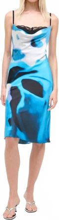 Staud Evangeline Silk Dress In Blue Haze