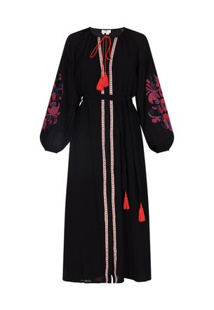Usha Jurk Dames zwart/rood
