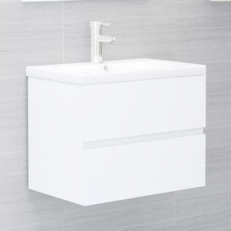 vidaXL Armario Para Lavabo Madera Contrachapada Blanco 60x38,5x45 Cm Vidaxl
