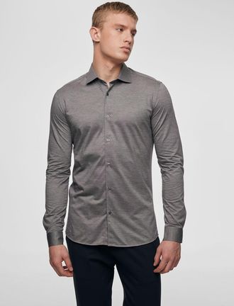 Genti Jersey overhemd fashion-fit | Bruin