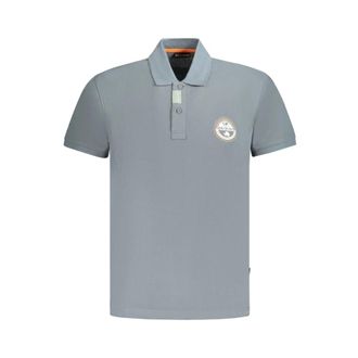 Napapijri Tops, Heren, Grijs, M, Polo Shirt met Contrastdetails
