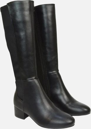 XY London Womens XY London Womens/Ladies Hannah Zip Elasticated Shaft Low Block Heel Long Boots - Black - Size: 6