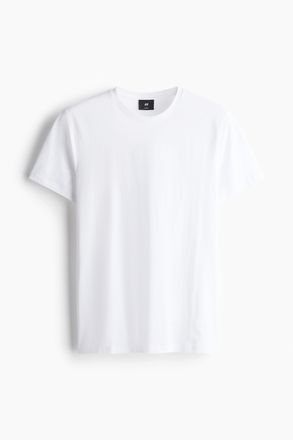 H&M T-Shirt aus Pima-Baumwolle Slim Fit - Weiss