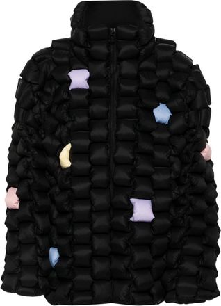 RAXXY Black Goose Down Jacket Featuring A 3D Basket-Weave Padded Design