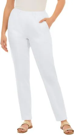 Roaman's Plus Size Easy Wear Straight Leg Jean in White Denim at Nordstrom, Size 38