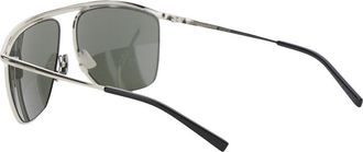 Saint Laurent Womens Metallic Aviator Sunglasses With Curved Top Bar Metal