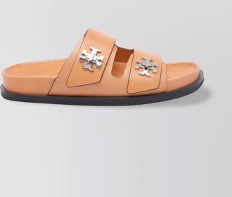 Tory Burch round toe leather dual strap sandals
