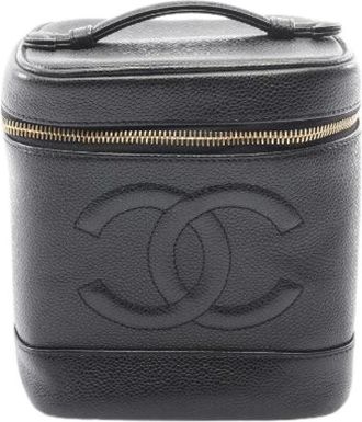Chanel Pre-owned Handbags, female, Black, Size: ONE SIZE Pre-owned Coco Mark Grained Calfskin Handbag