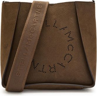 Stella McCartney Stella Mccartney Logo Square Grained Faux Leather Cross-body bag - Moca - One Size