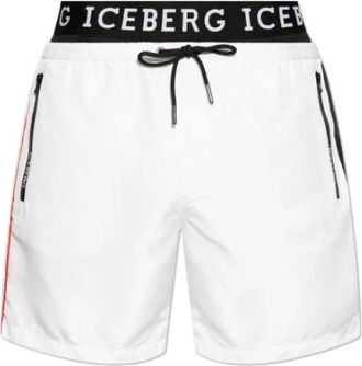 Iceberg Regular Fit Polyester Shorts - Heren - Strandmode - Wit - L - Polyester - Badmode