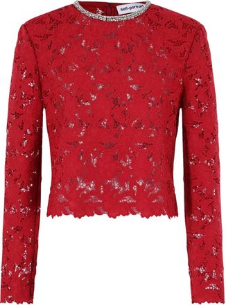 Self Portrait Top con pizzo - Rosso