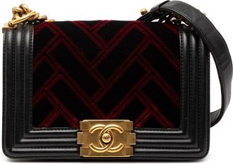 Chanel Tweedehands Kleine Fluwelen En Kalfsleren Boy Flap