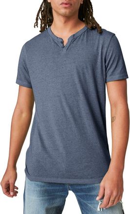 Lucky Brand Venice Button Neck Cotton Blend T-Shirt in American Navy at Nordstrom, Size Xx-Large