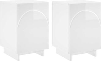 vidaXL Mesa De Noche 2 Pcs Blanco Brillante 33,5 X 34,5 X 50 Cm Vidaxl