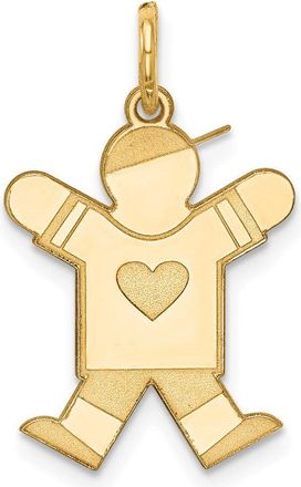 Diamond2Deal 14k Yellow Gold The Kids Small Heart Shirt Boy Engravable Joy Charm Pendant