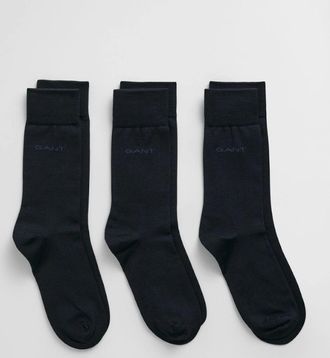 GANT Mens GANT Mens Mercerized Cotton Socks 3-Pack - 410 Marine - Navy - Size: 9/9.5/10/10.5/11